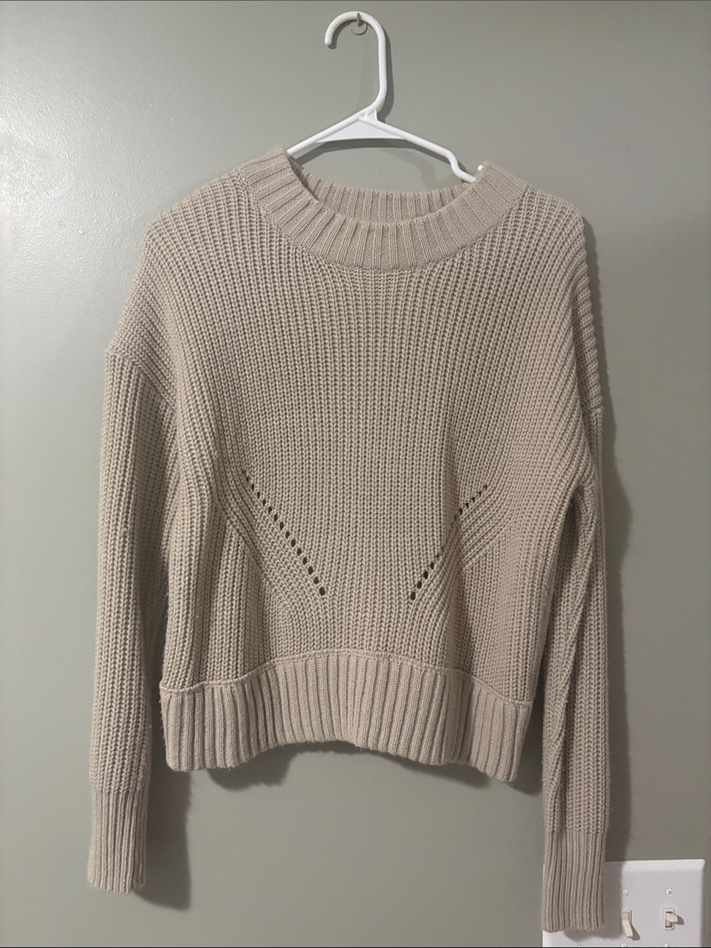 Hippie Rose Beige Ribbed Crewneck Sweater